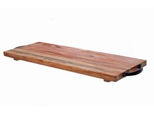Natural Acai Wood Rectangular Serving Board w/ Black Handles