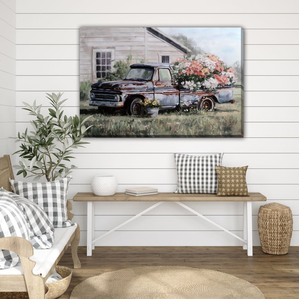 Blue Truck With Blooms 24x35