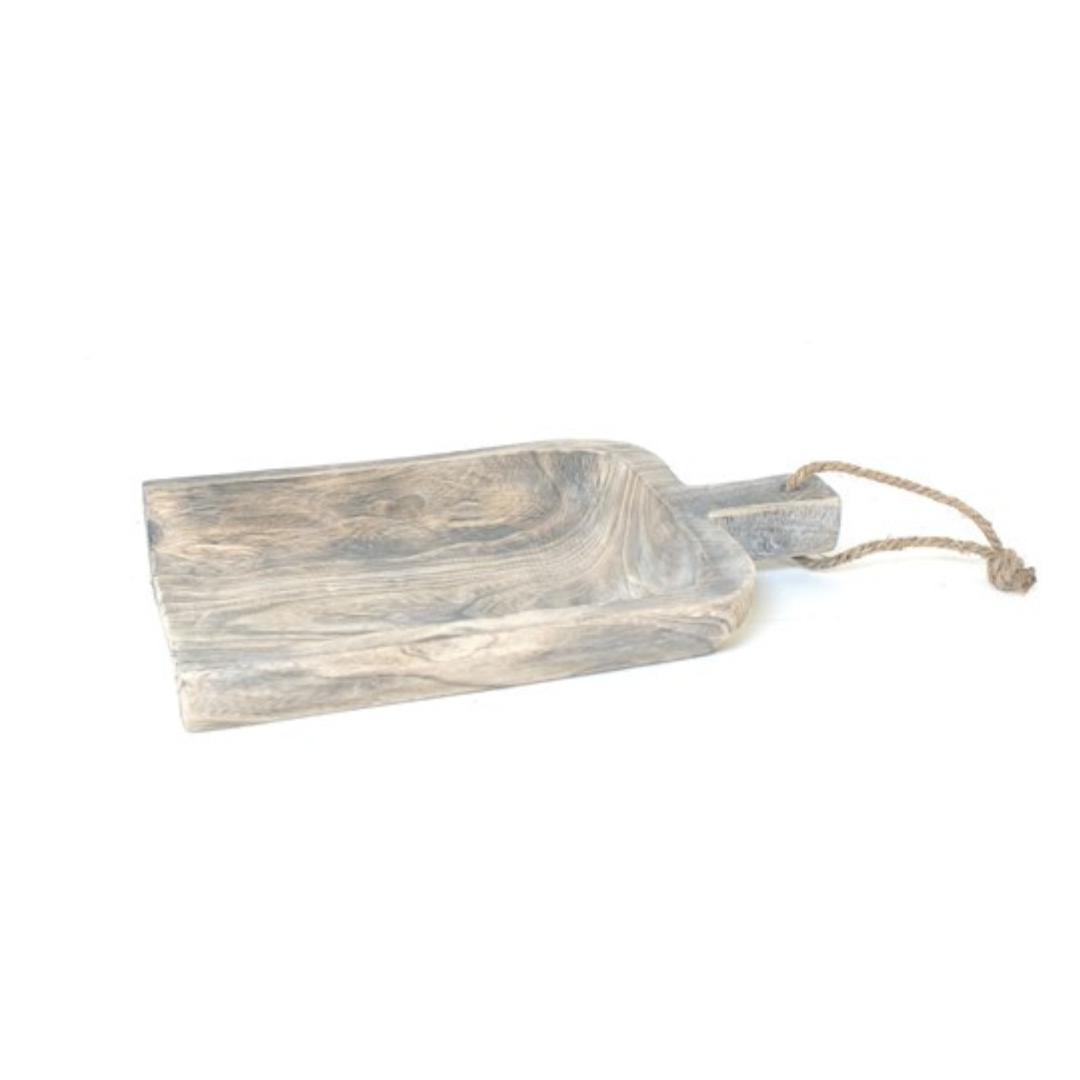 Wooden Scoop Tray White Wash 17x9.5