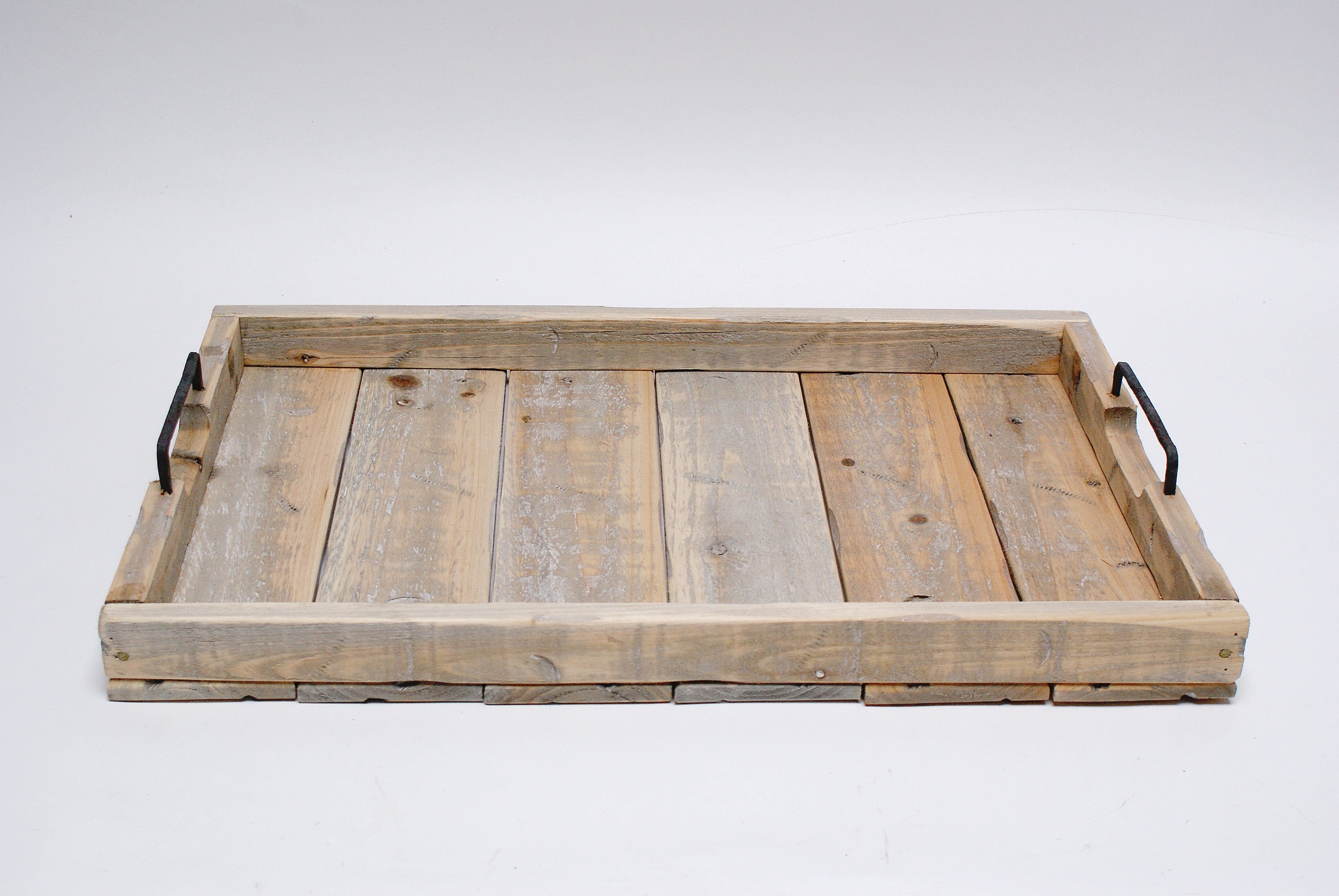 Wooden Rectangular Tray w/ Handles  White Wash 22.8"x 15"x 2.4"