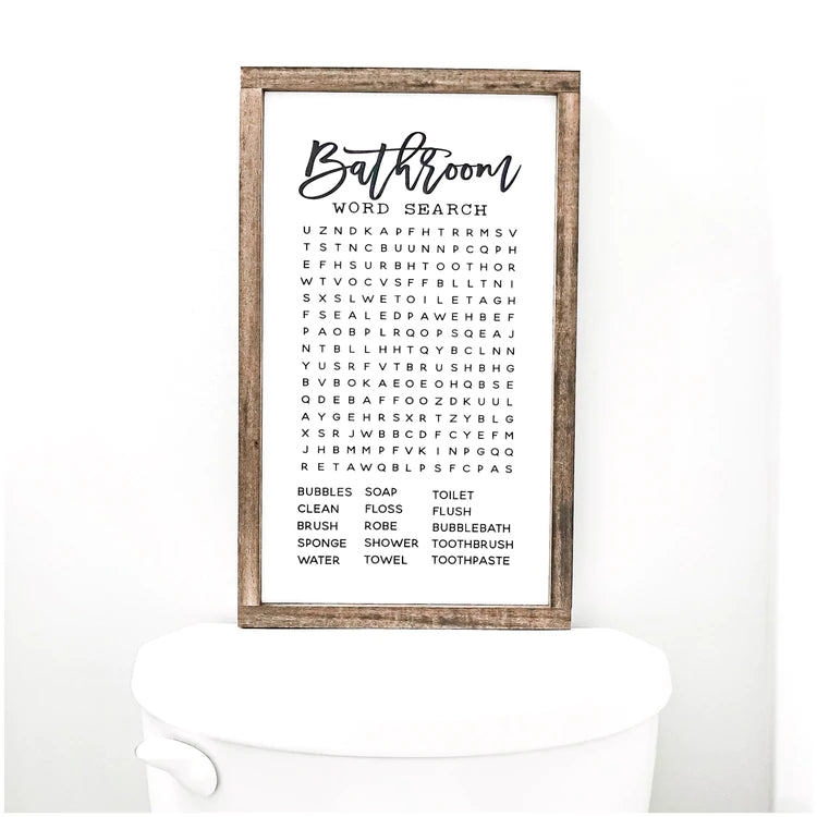 Bathroom Word Search Sign