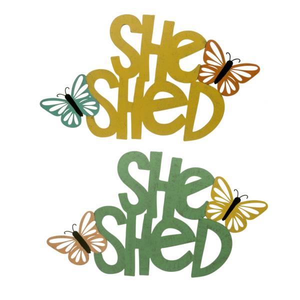 Laser Cut "She Shed" with Butterflies Wall Decor