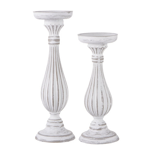 White Wood Candle Holders