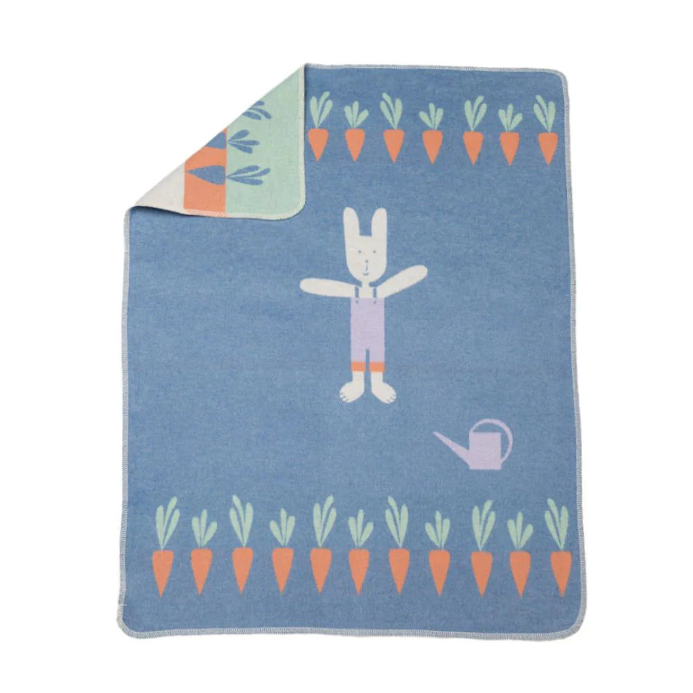 Blue Juwel Baby Blankets, Garden Rabbit & Carrots 90x70cm