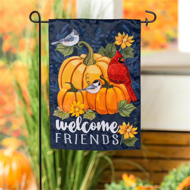 Welcome Friends of Fall, Applique Garden Flag
