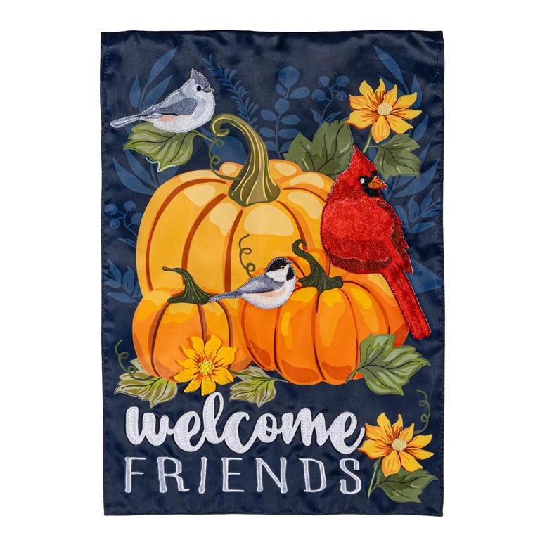 Welcome Friends of Fall, Applique Garden Flag