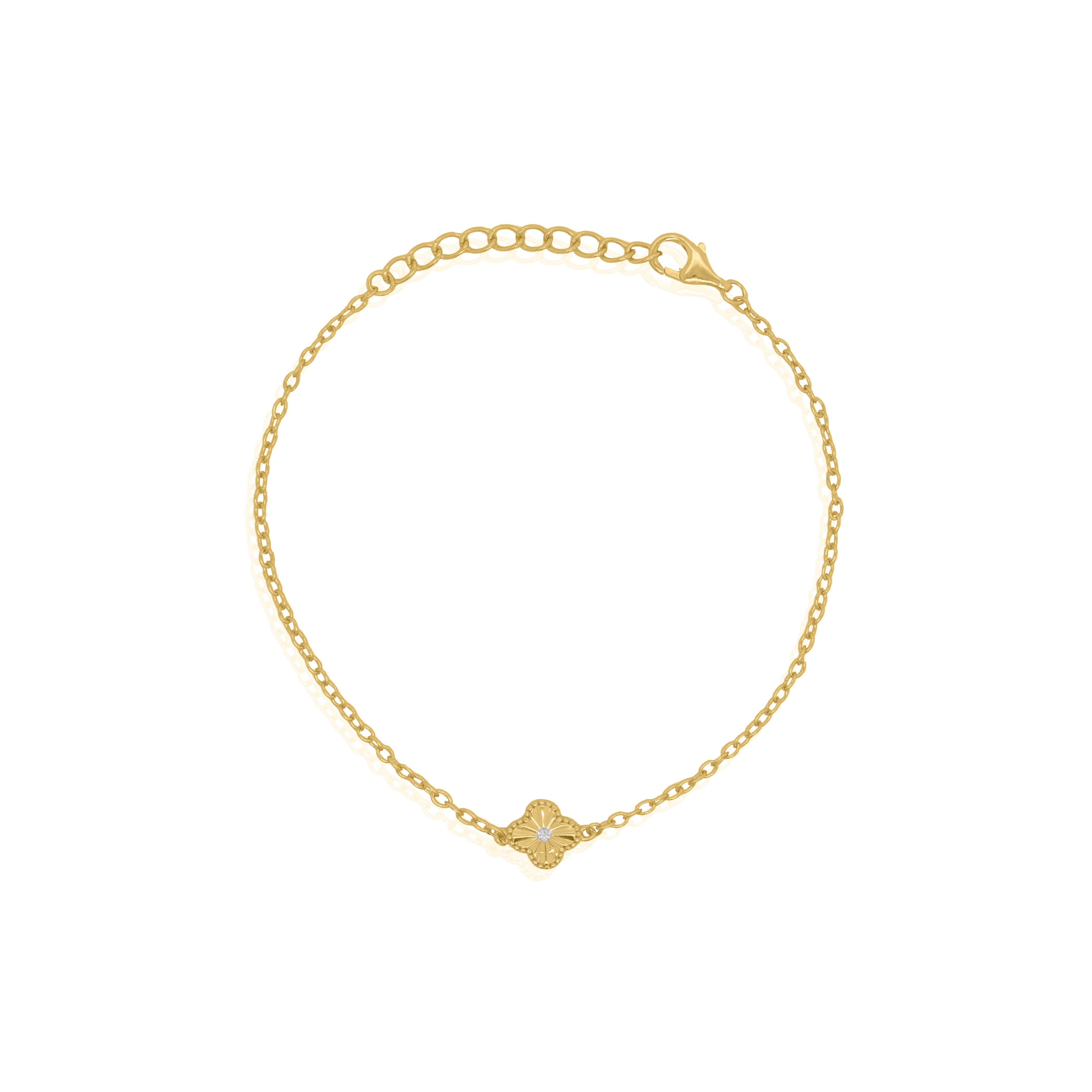 Sterling Silver Designer Inspired Clover CZ Bracelet