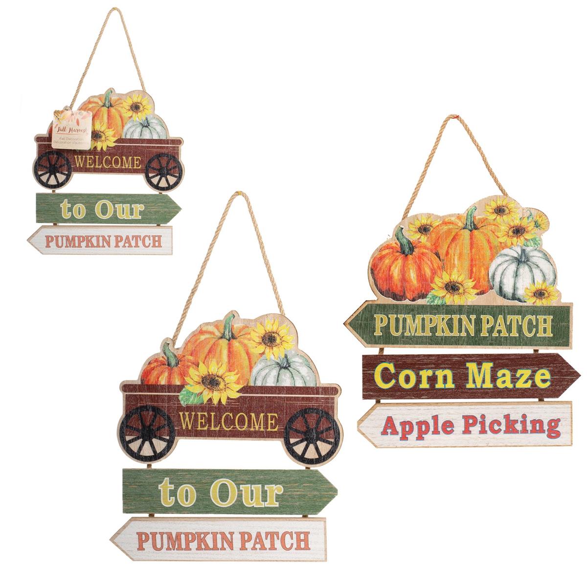 Harvest MDF Hanging Plaque 14.5 x 10, 2 Assorted Styles