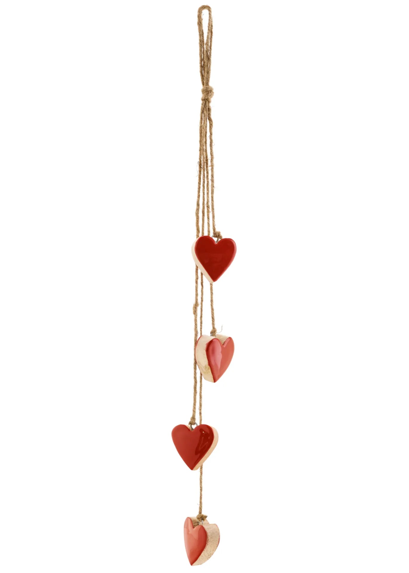 Mango Wooden Red Enameled Heart Cluster Hanging