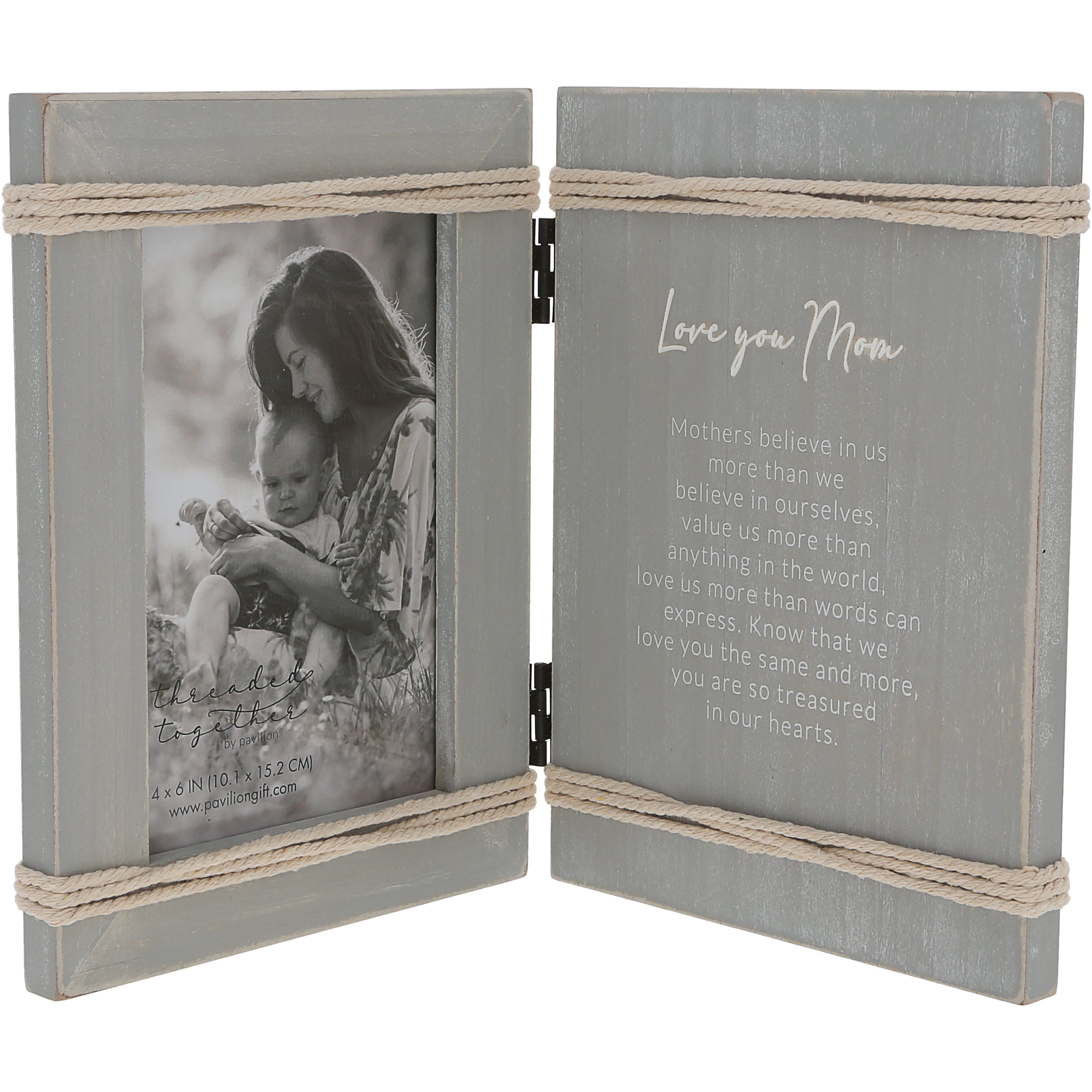Love You Mom - 5.5" x 7.5" Hinged Sentiment Frame (Holds 4" x 6" Photo)
