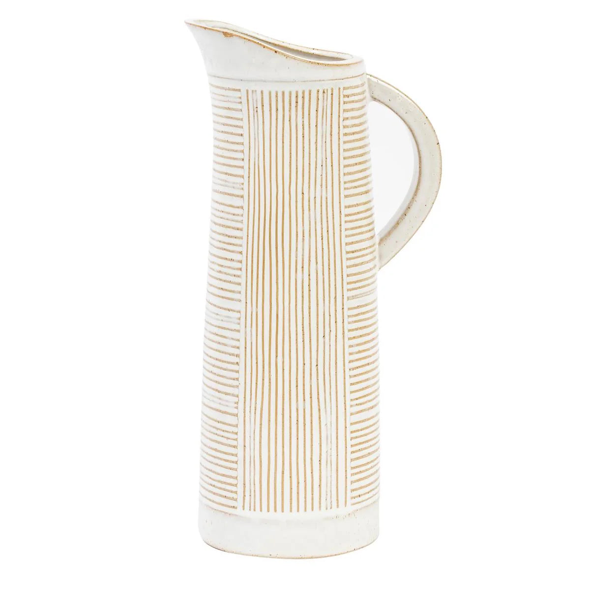 10.5" Ceramic White Lines Pitcher