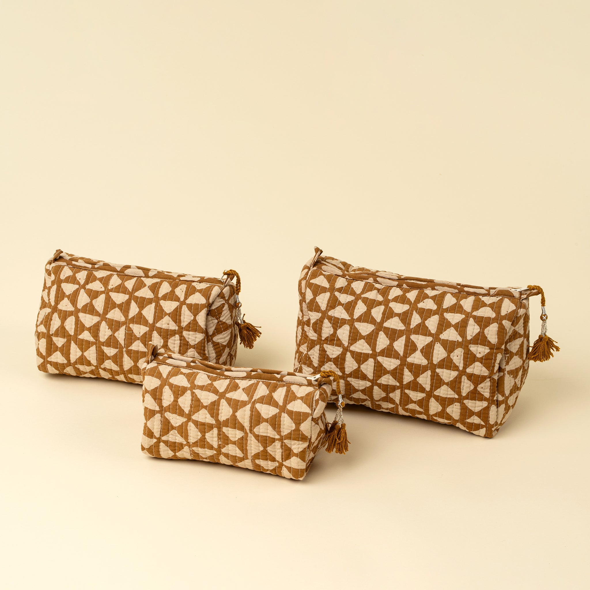 Zyra Block Print Vanity Pouch, Medium