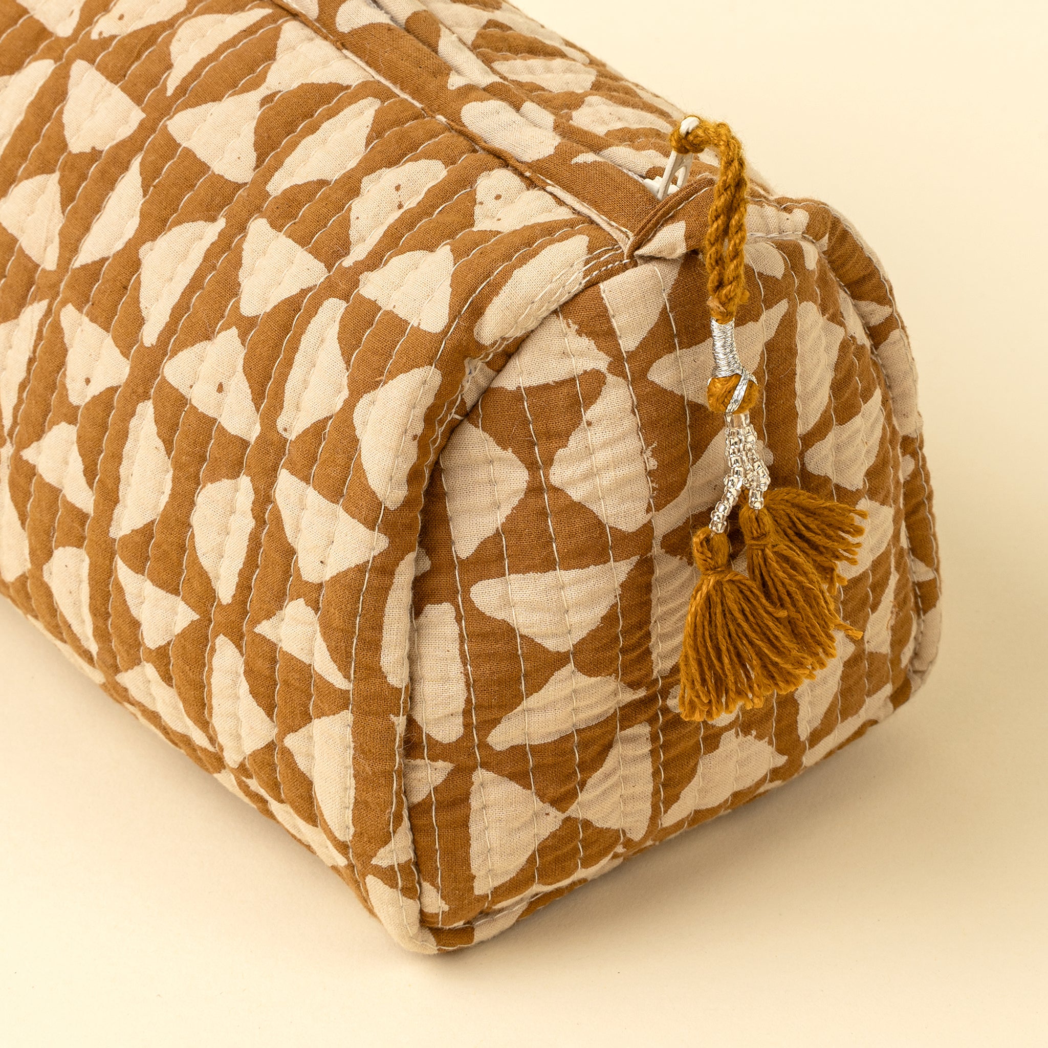 Zyra Block Print Vanity Pouch, Medium