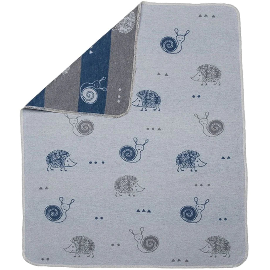Light Blue Juwel Baby Blanket, Snail & Hedgehog 90x70cm