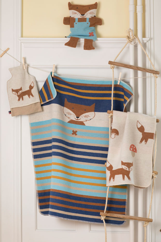 Baby Blanket JUWEL – Fox & Mushroom, Off White 90x70cm