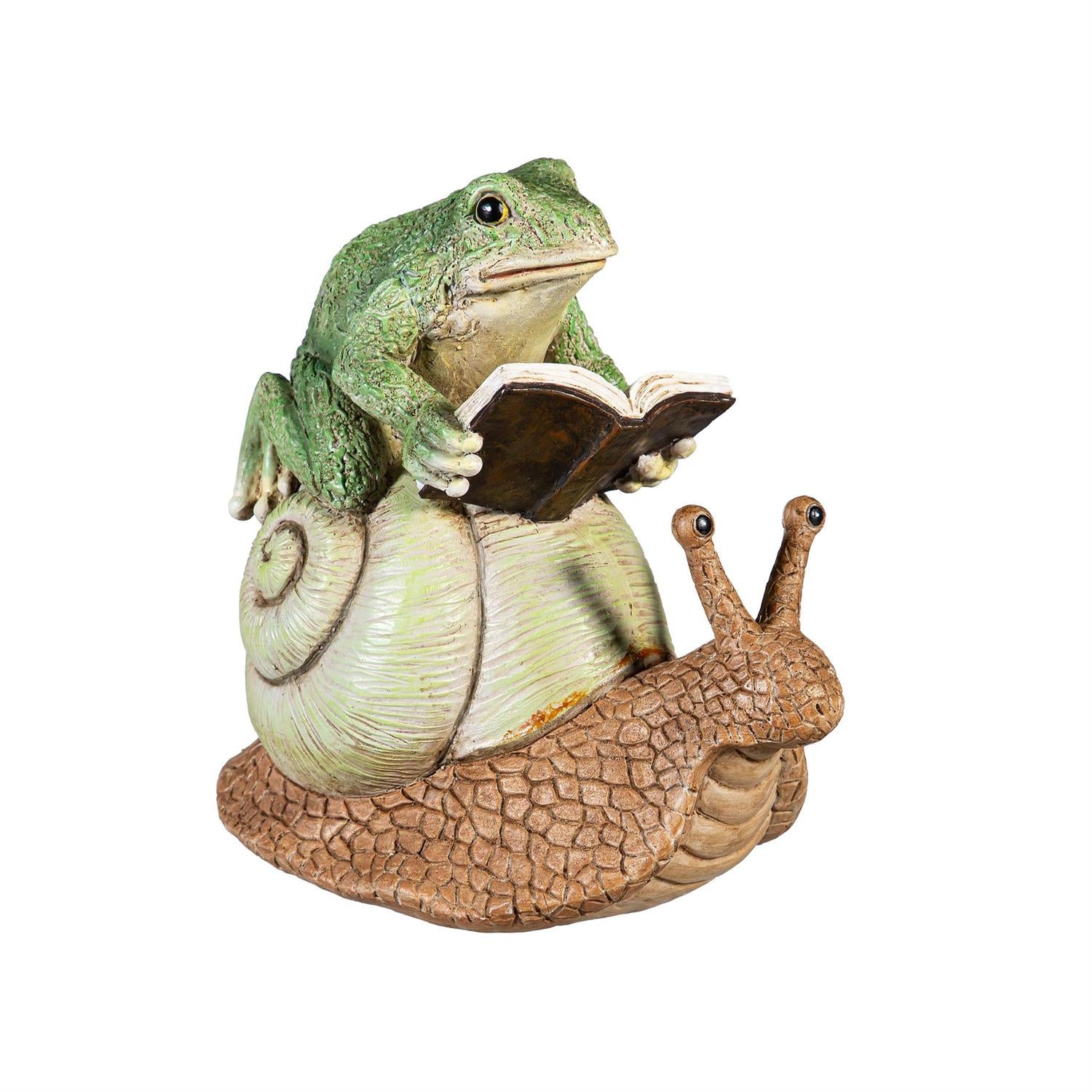 Reading Frog Sitting On Snail & Turtle, 7"H, 2 Assorted