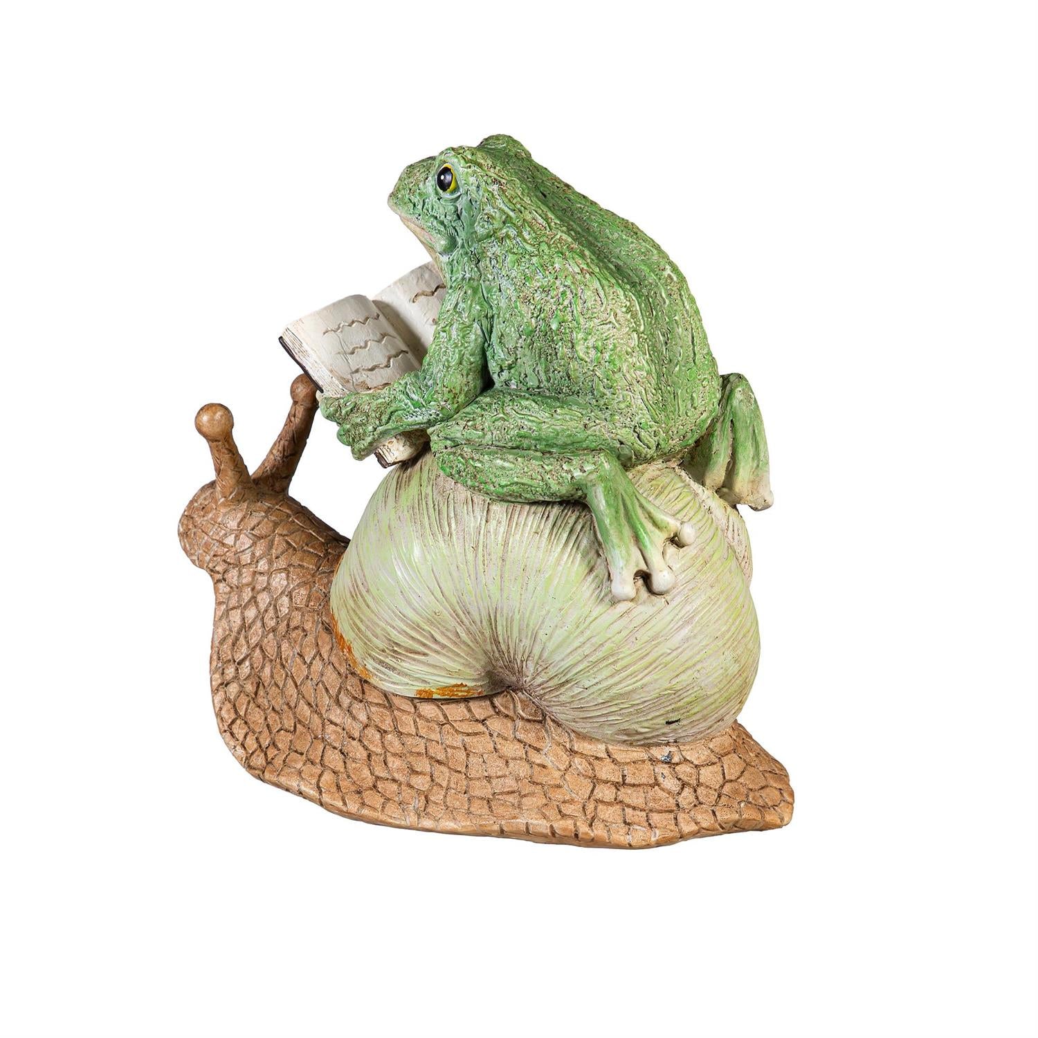 Reading Frog Sitting On Snail & Turtle, 7"H, 2 Assorted