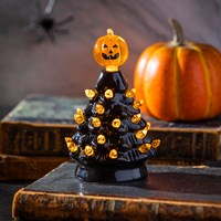 5" LED Ceramic Halloween Tree Table Decor