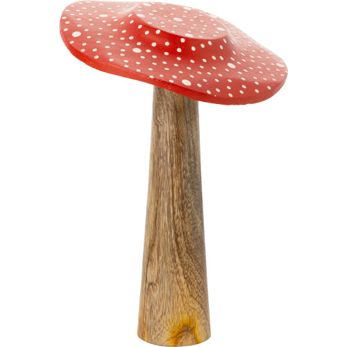 Red Wooden Mushroom with White Dots, Medium