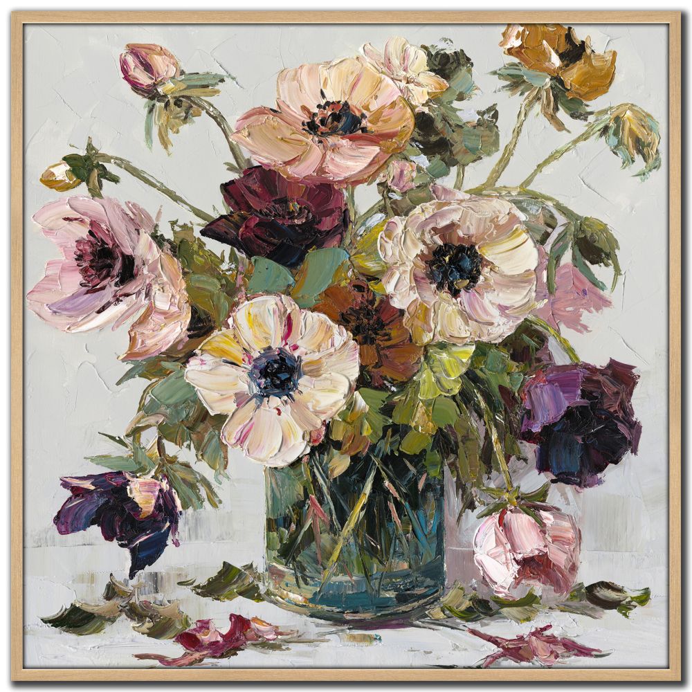 Anemones in Soft Radiance, 36x36 (Framed)