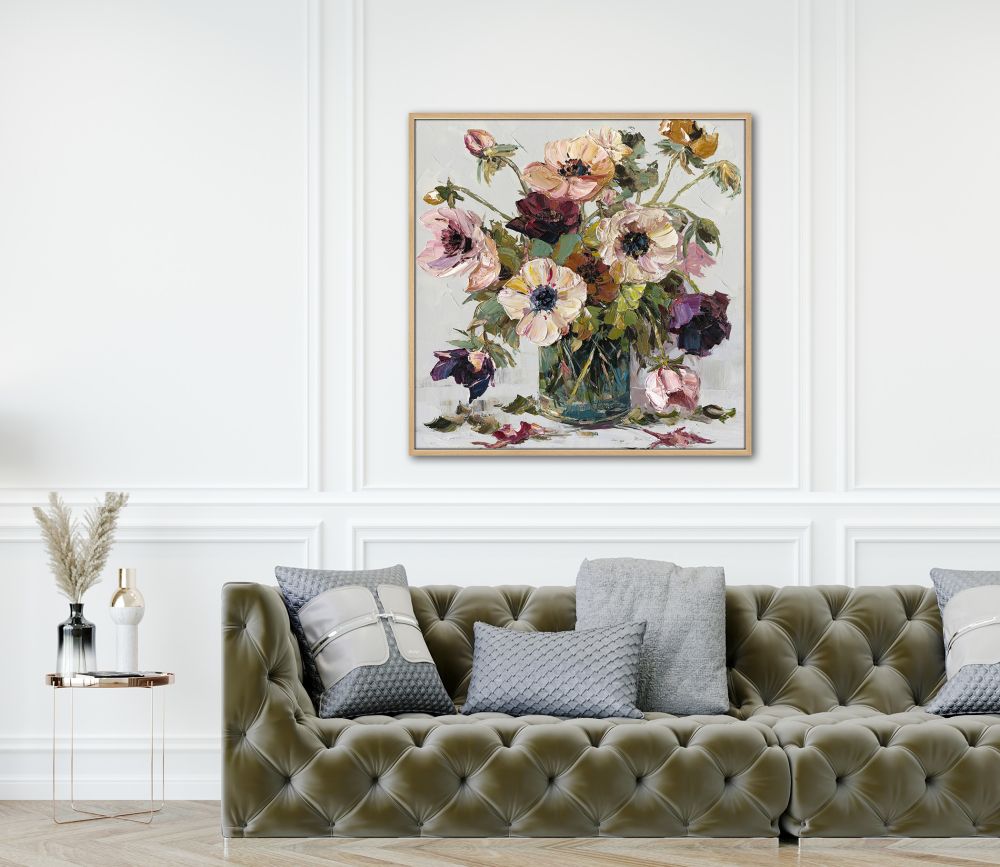Anemones in Soft Radiance, 36x36 (Framed)