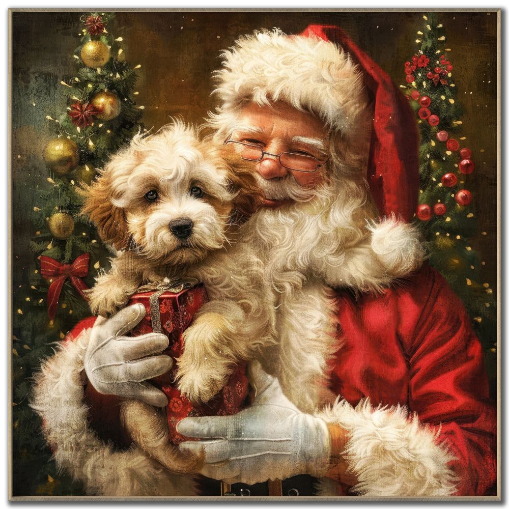 Santa’s Best Friend, 30x30 Canvas, Framed