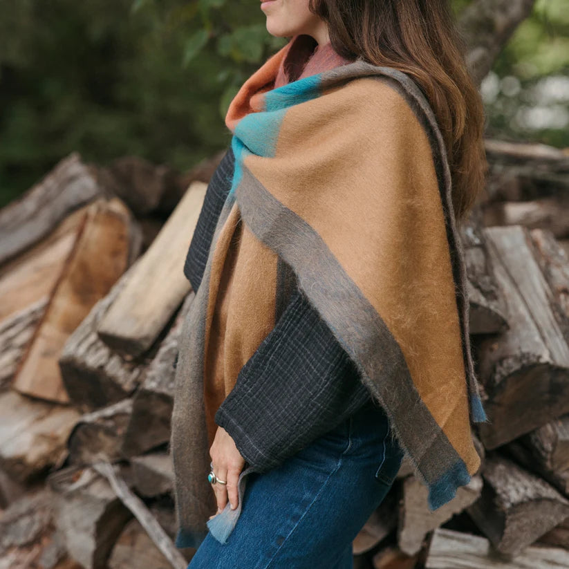Alpaca Seamless Multi Stripe Scarf, Aspen