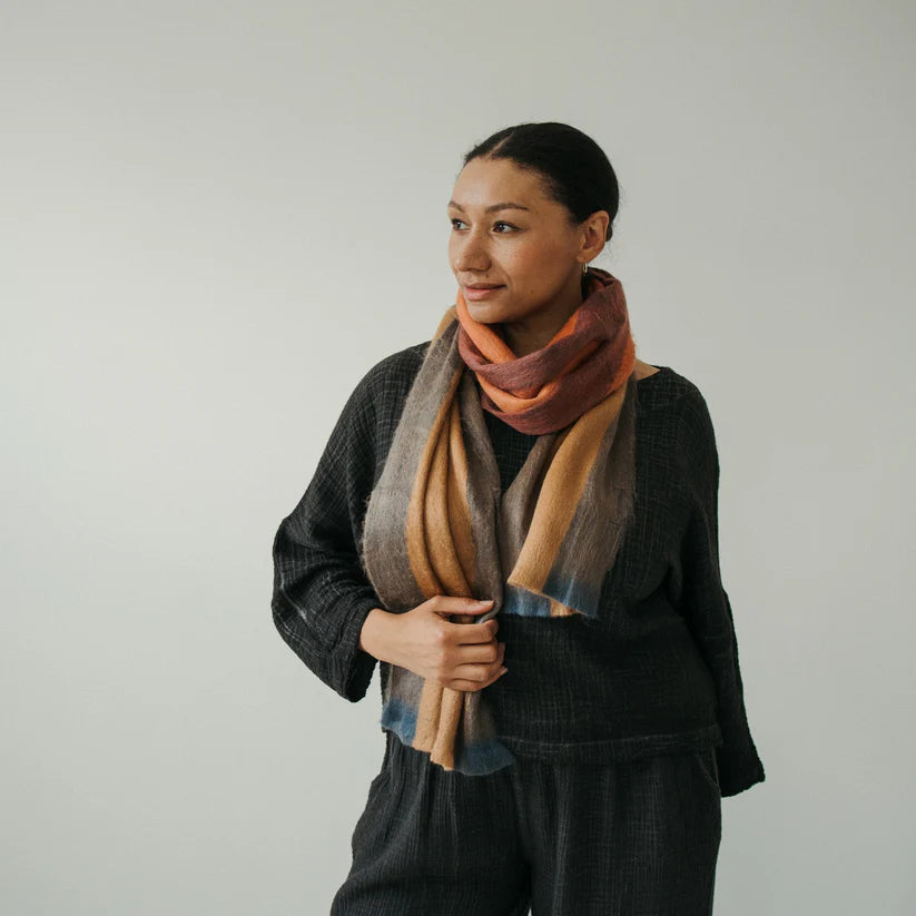 Alpaca Seamless Multi Stripe Scarf, Aspen