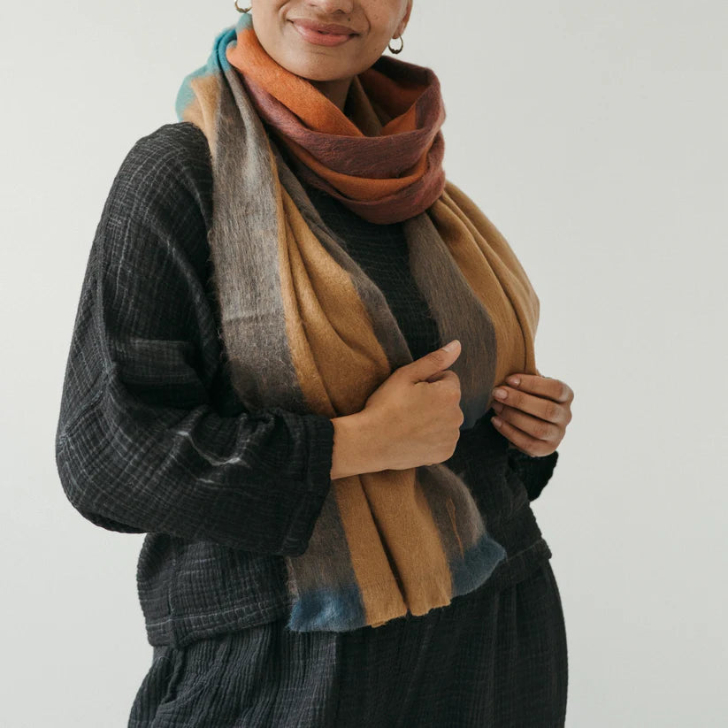 Alpaca Seamless Multi Stripe Scarf, Aspen