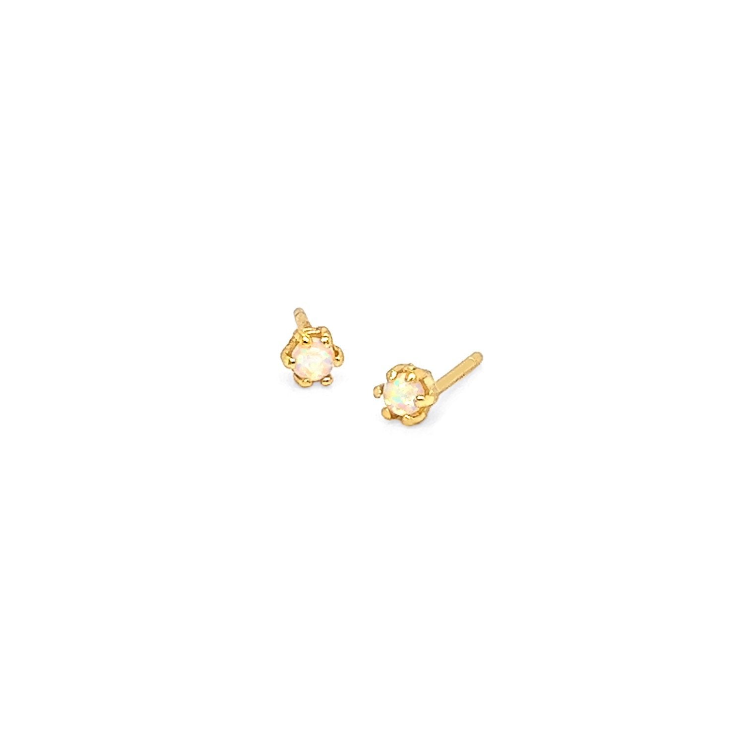 Sterling Silver 6 Prong White Opal Studs
