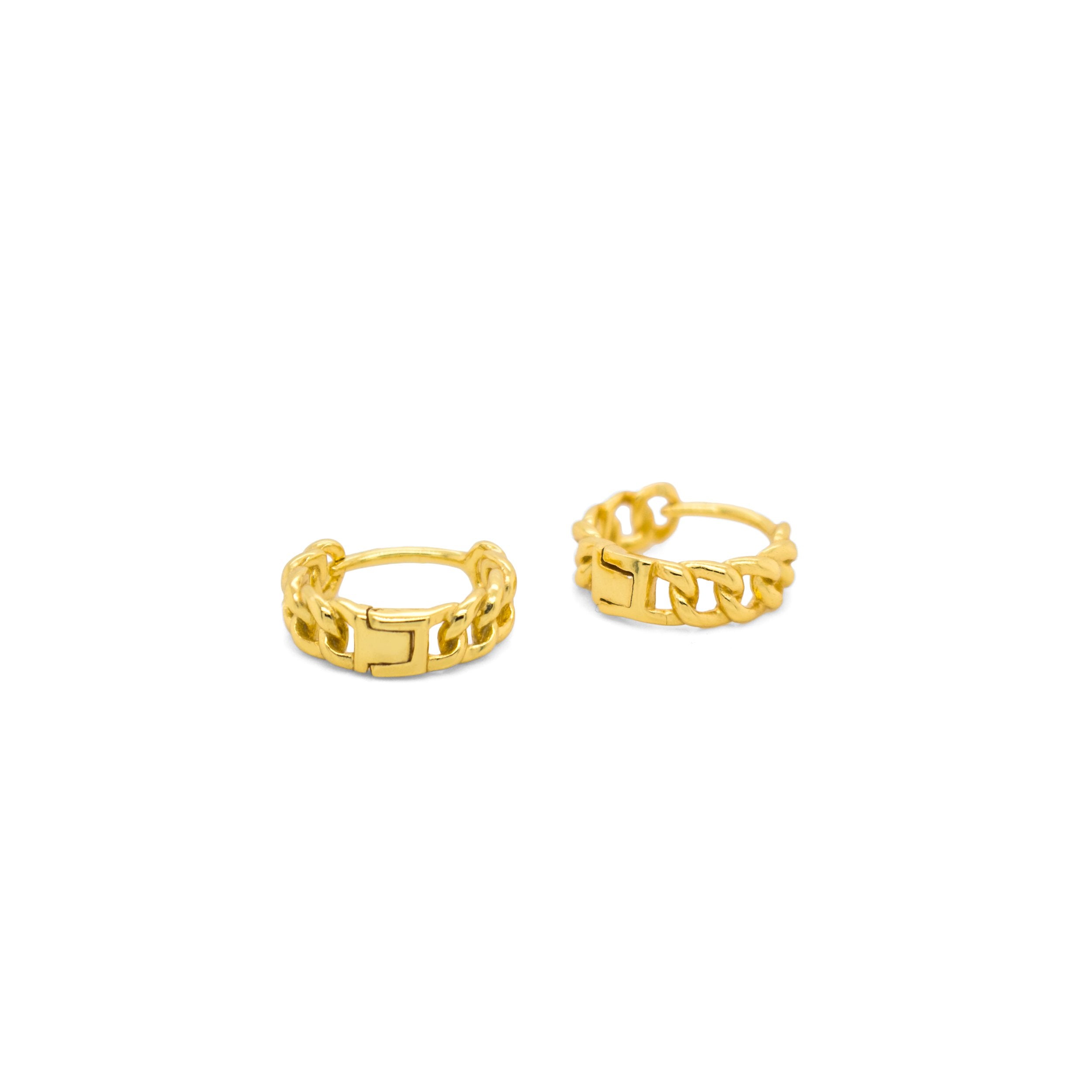 Sterling Silver Plain Curb Chain Huggies