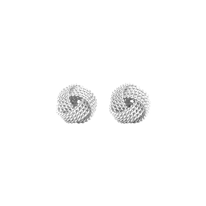Sterling Silver Ribboned Love Knot Stud Earrings 6mm