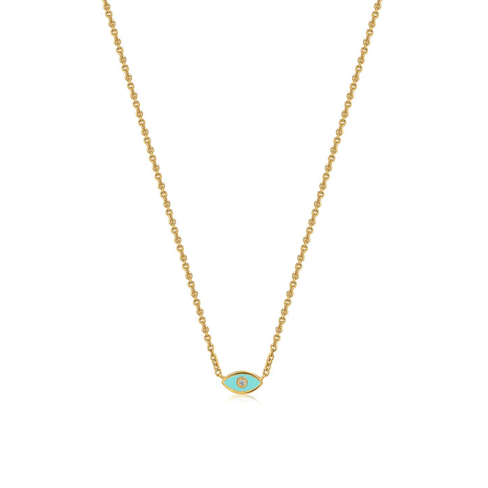 Sterling Silver Gold Vermeil CZ Enamel Evil Eye Necklace, 2 Colours