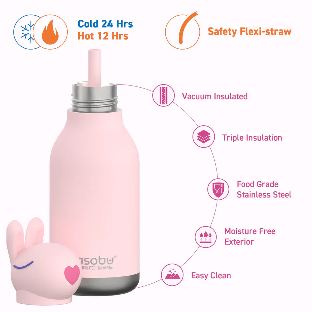 Bubbles Bunny Bestie Bottle, Insulated Stainless Steel Water Bottle