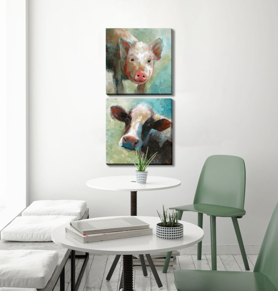 Colorful Quirky Cow 18x18