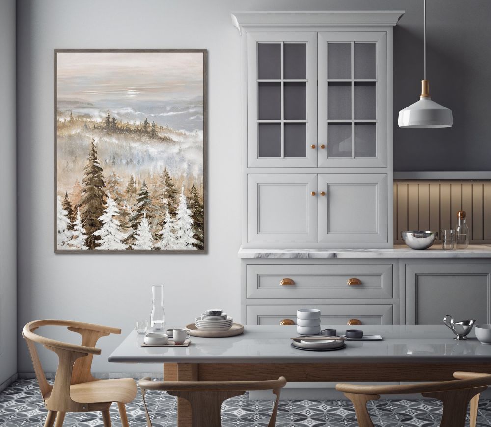 Pines at Dawn, 36x48 Canvas, Framed