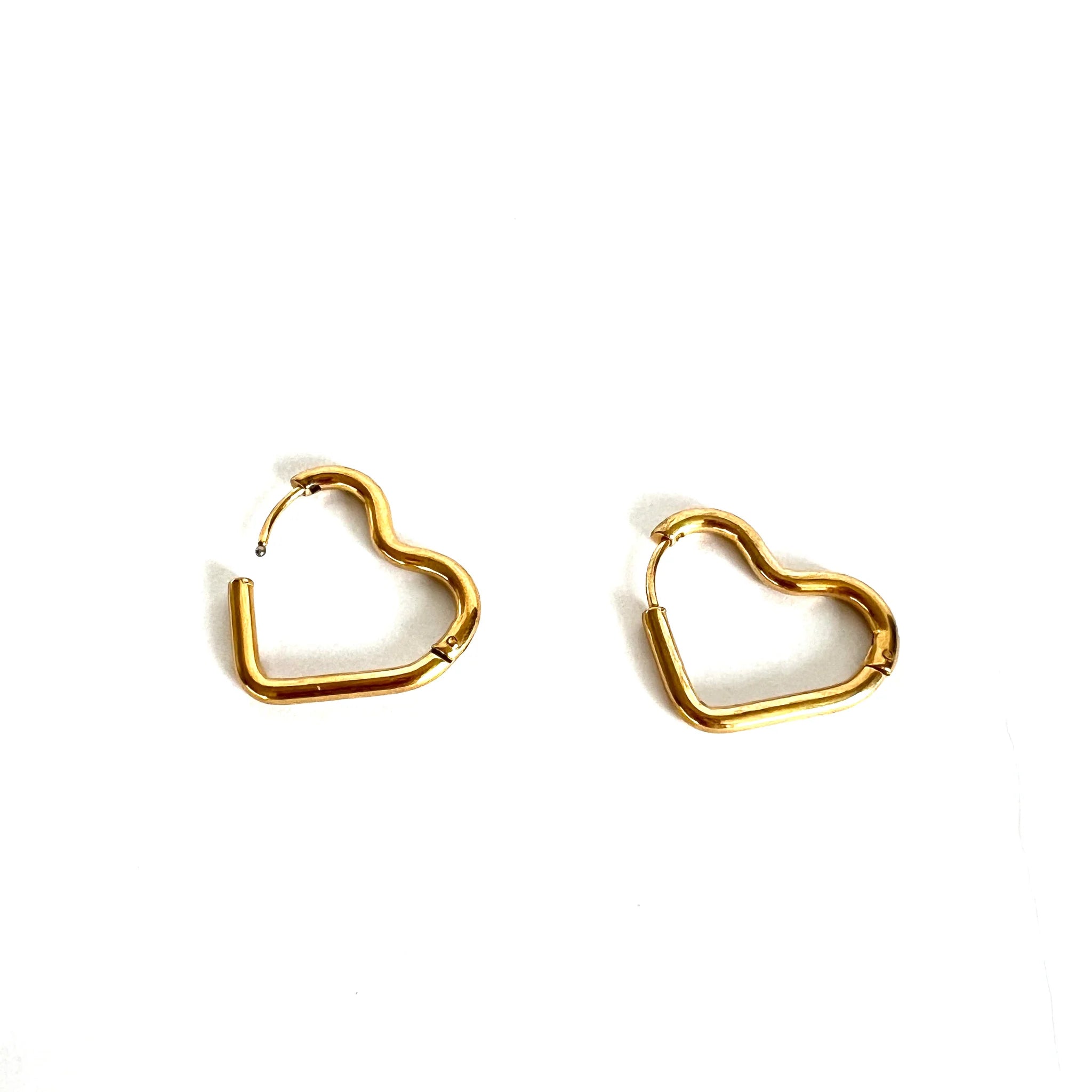 Heart Hoop Earrings, Stainless Steel