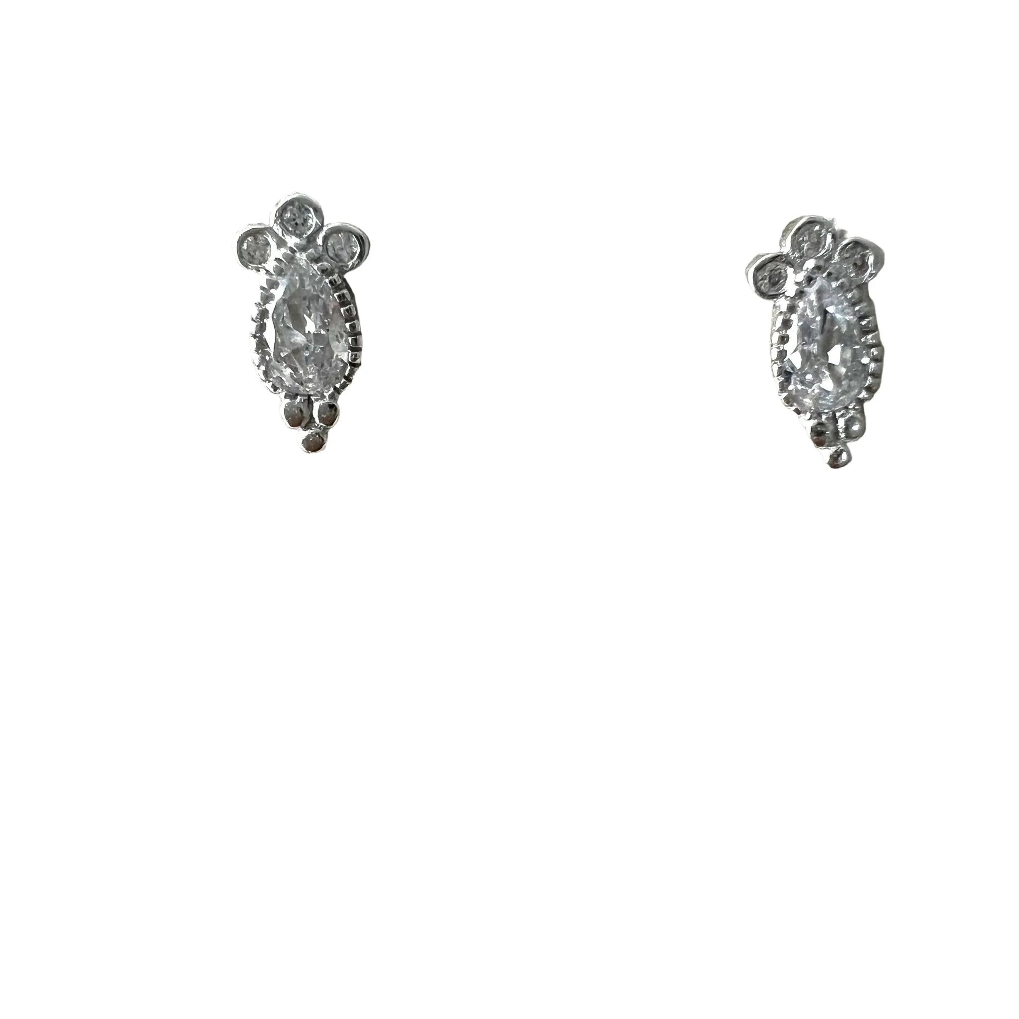 Oval Stone Earrings, CZ Stainless Steel
