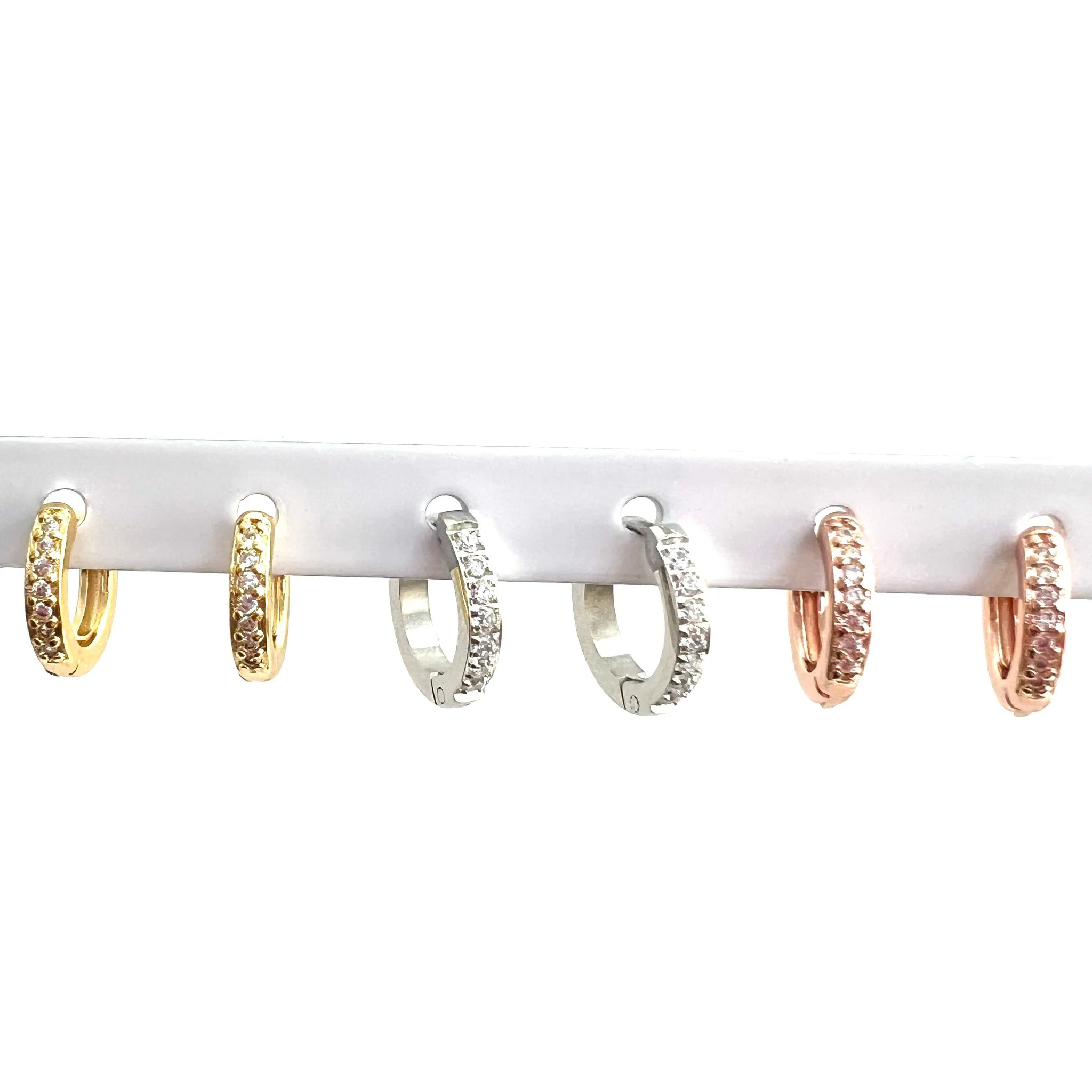Stone Huggie Hoops Earrings, Stainless Steel