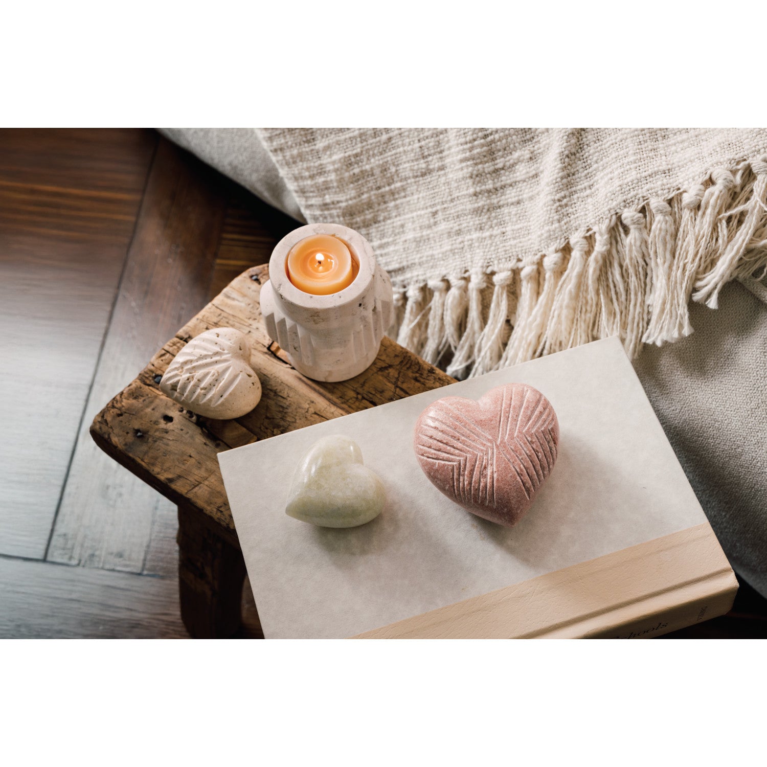 White Marble Heart Large