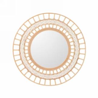 18" White & natural bamboo trim mirror