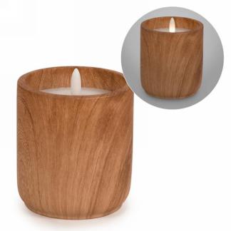 4" LED Wood Look Candle