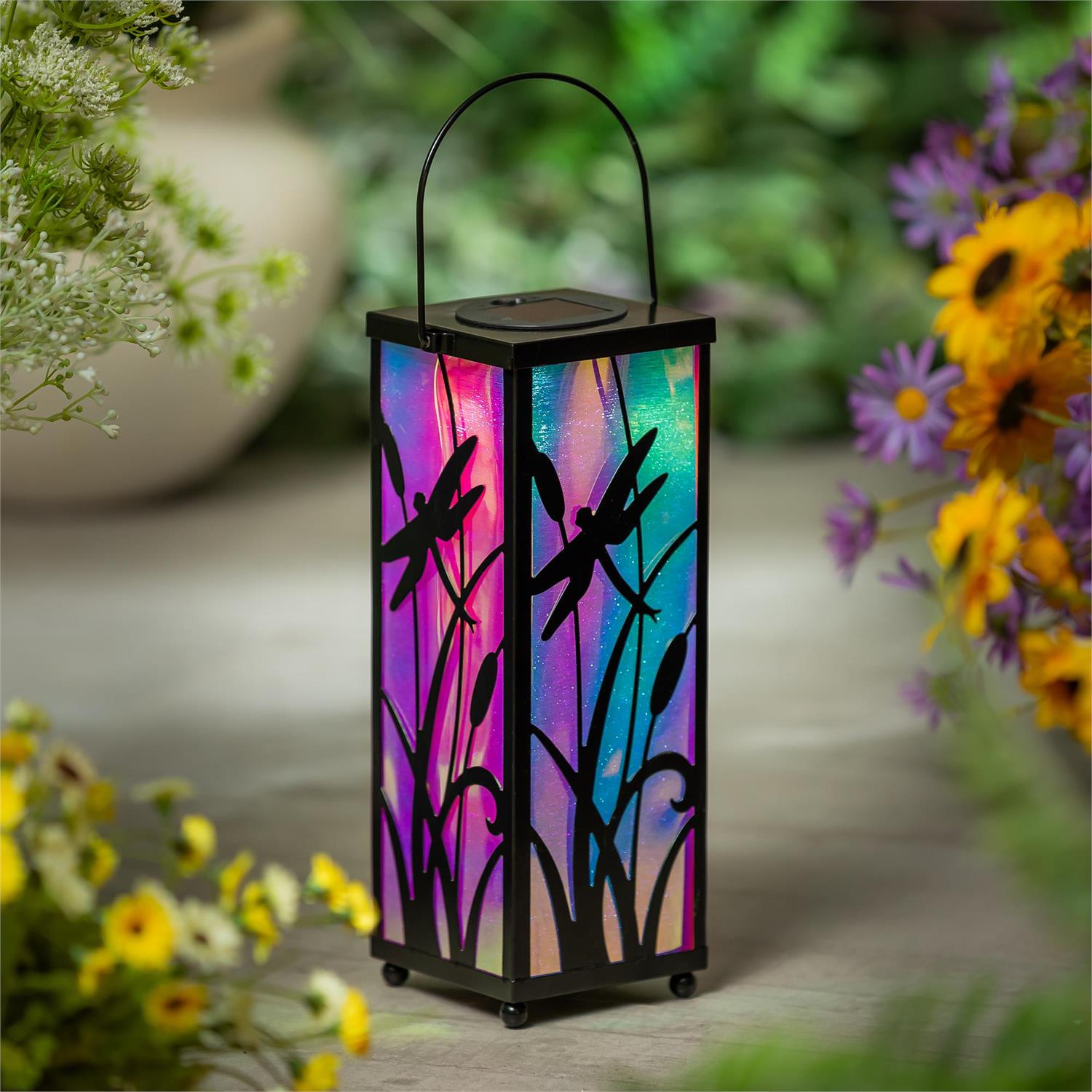 Iridescent Dragonfly Solar Lantern, 11.4"