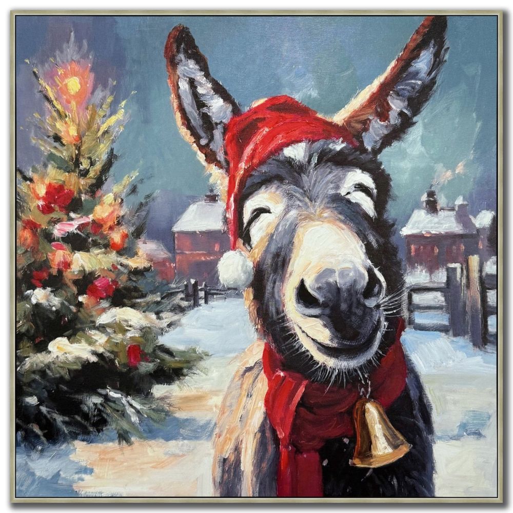 Festive Donkey, 24x24 Canvas, Framed