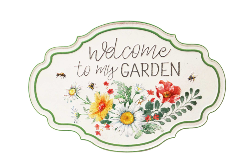 Metal Sign, Welcome to My Garden, Floral