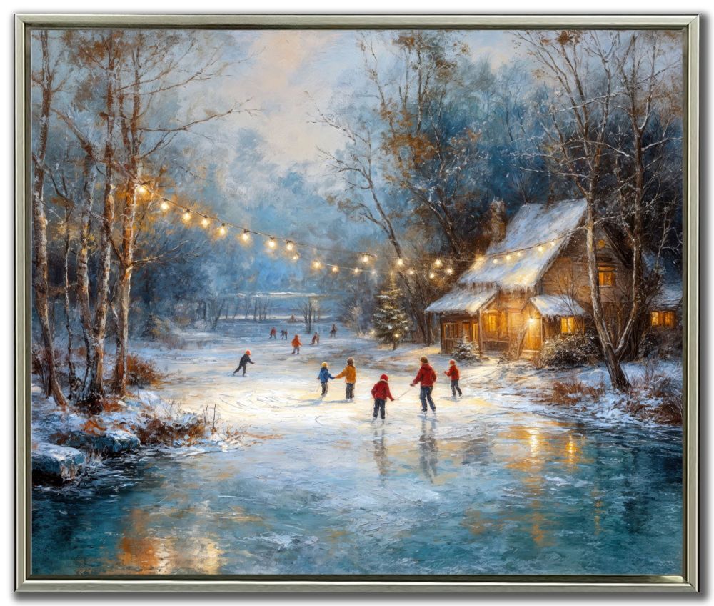 Ice Skating, 20x24 Canvas, Framed