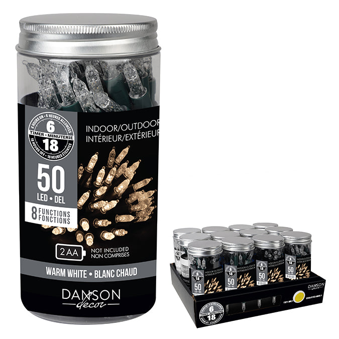 50 Warm White Mini Lights, Indoor/Outdoor