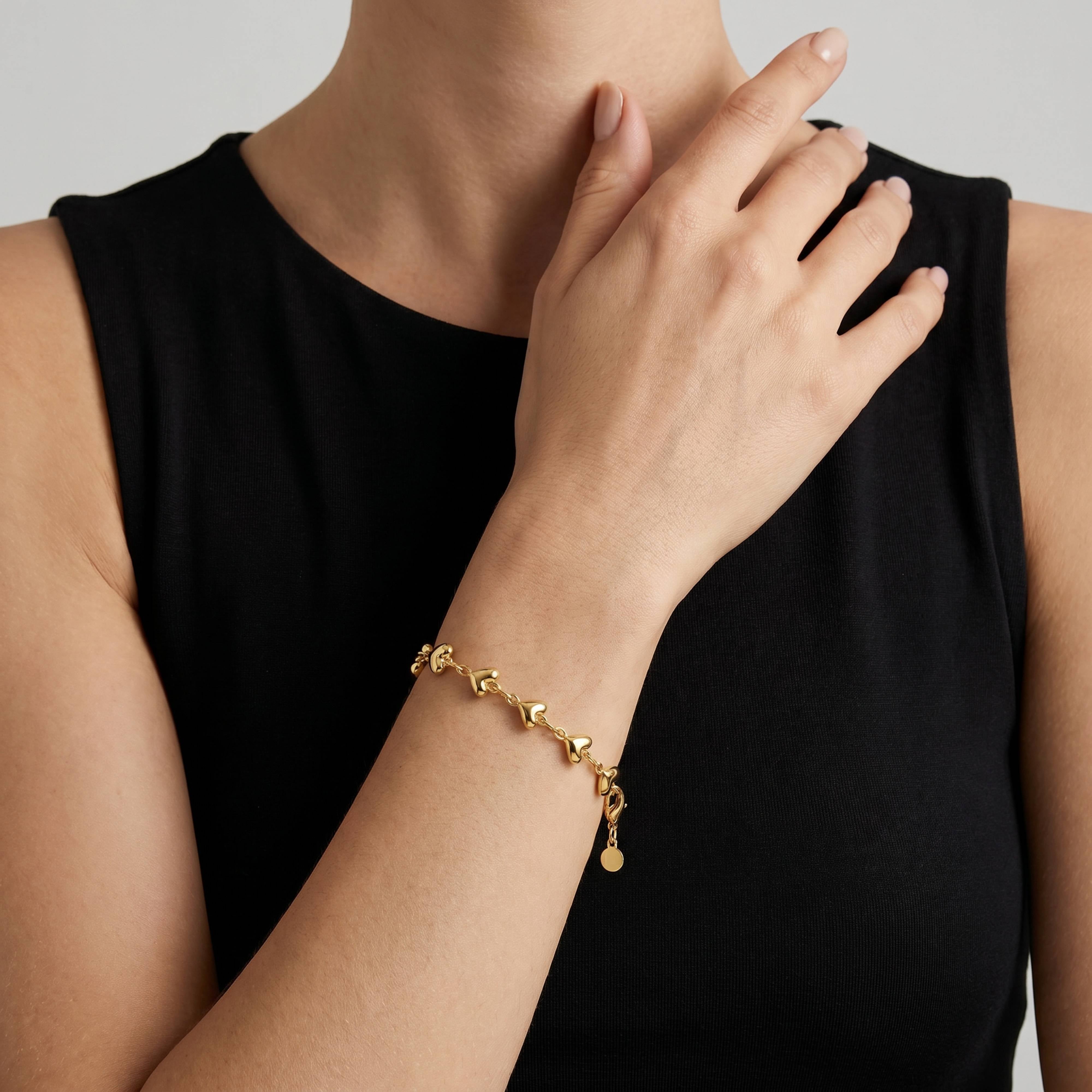 Premium Rhodium Plated Hearts Bracelet