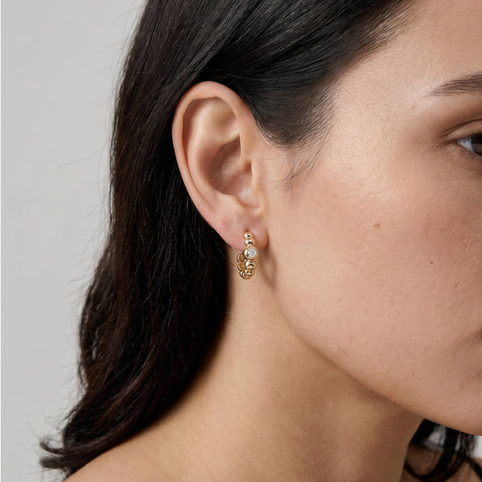 Premium Gold Plated CZ Chunky Bubble Hoop Earrings