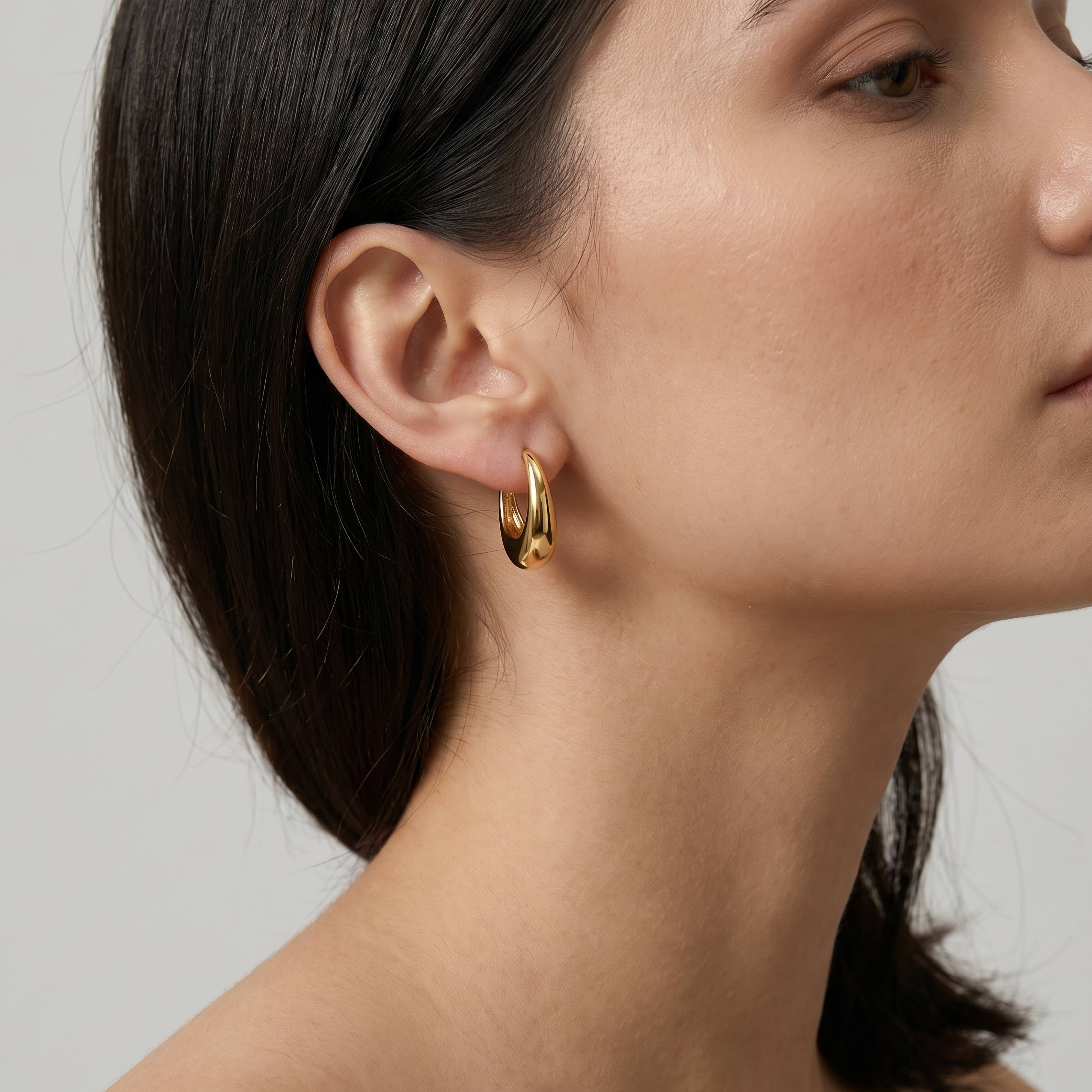 Premium Gold Plated Chunky Tapered Hoop Earrings